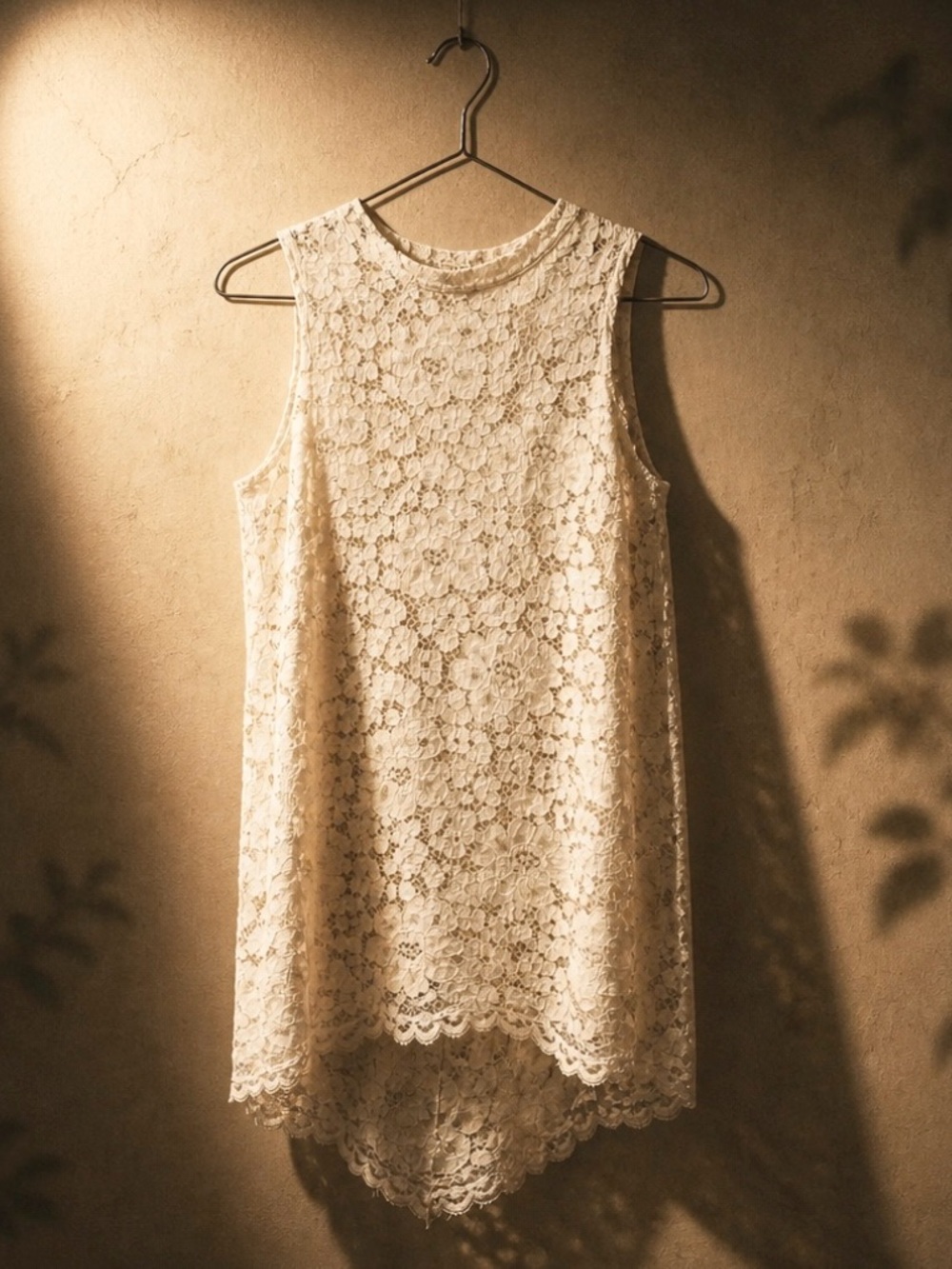 Rose & Olive Cream Lace Sleeveless Blouse